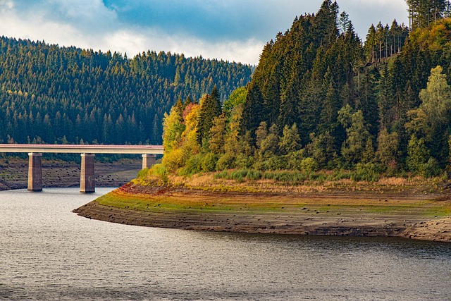 oker dam, reservoir, bridge